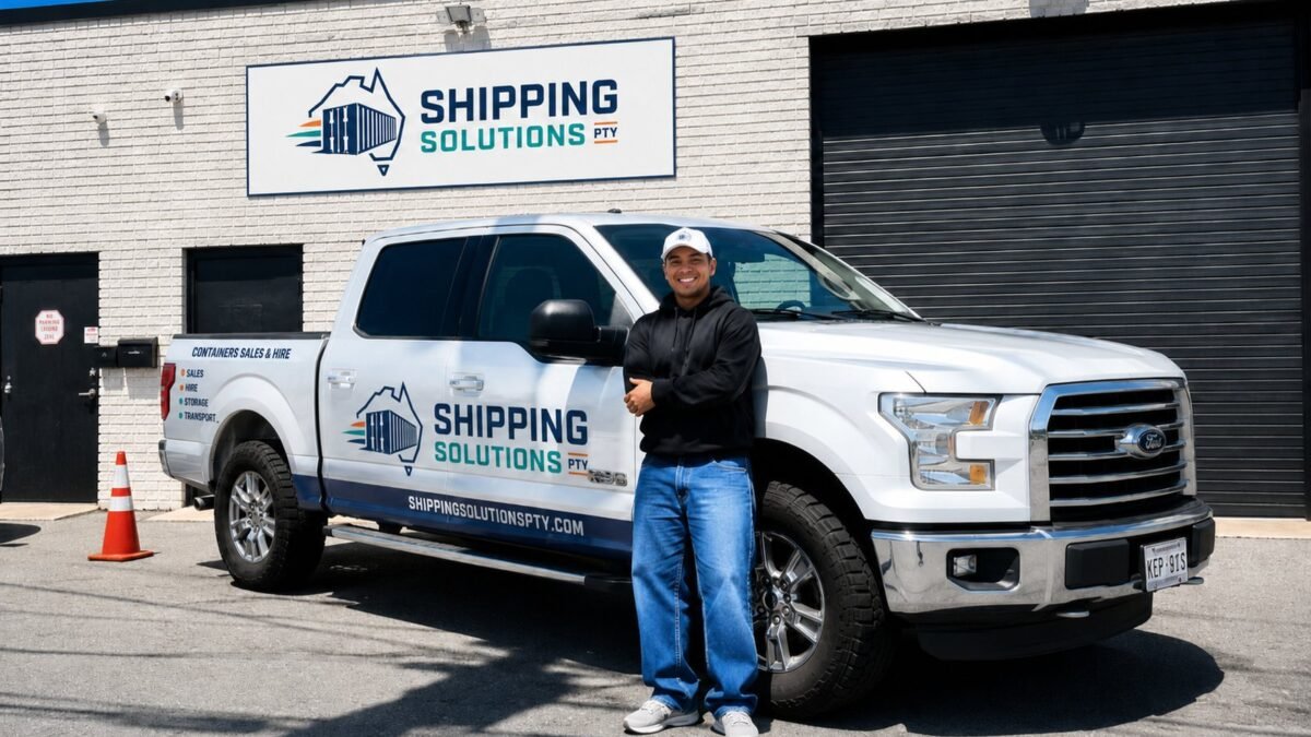Shipping Solutions PTY delivery vehicle at the container depot